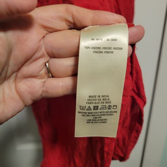 Anthropologie Maeve Red Boswell Peasant Top Blouse Size 10 - Picture 6 of 7